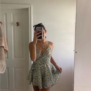 Princess Polly Cream Mini Dress with Green Leaf Print